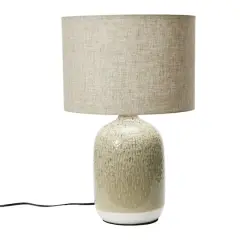 Hello Honey&reg; 22" Taupe Reactive Glaze Stoneware Table Lamp with Linen Shade