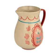 Hello Honey&reg; 9.5" Multicolor Floral Stoneware Pitcher with Handle