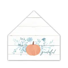 Grateful Pumpkin House Shaped Canvas Wall Accent