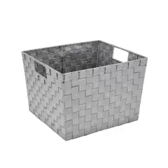 Simplify Lurex Striped Woven Storage Shelf BinGray