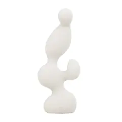 18" White Polystone Abstract Curved Shaped Sculpture D&eacute;cor