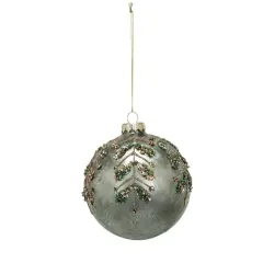 Hello Honey&reg; 4" Sage Glitter, Sequins & Beads Glass Ball Ornament