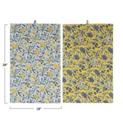 Hello Honey&reg; Cotton Tea Towels with Floral Pattern, 2ct.