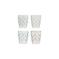 Hello Honey 13oz. Multicolor Dotted Borosilicate Glassware Set, 4ct.