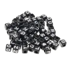 1/2lb. Black Square Alphabet Beads by Creatology&trade;, 6.5mm
