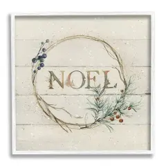 Stupell Industries Noel Holiday Botanical Wreath Framed Giclee Art White