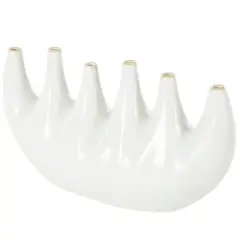 17.75" White Contemporary 6-Opening Ceramic Vase