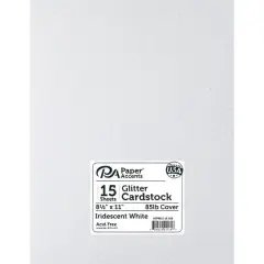 PA Paper&trade; Accents Glitter 8.5" x 11" Cardstock, 15 Sheets Iridescent White