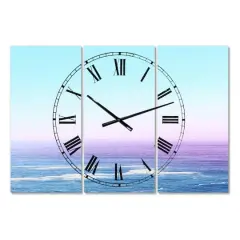 Designart Ocean View Nautical & Coastal 3 panel Large Wall Clock