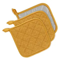 DII&reg; Terry Cloth Potholders, 3ct. Honey Gold