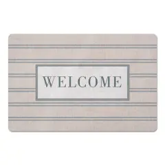 Welcome Stripe Floor Mat Blue/Blush