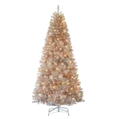 7.5ft. Pre-Lit Rose Gold Artificial Christmas Tree, Clear Incandescent Lights
