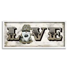 Stupell Industries Holiday Patterned Love Gnome Framed Giclee Art White