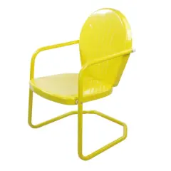 Yellow Outdoor Retro Metal Tulip Armchair