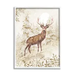 Stupell Industries Elk Snow Covered Forest Black Framed Giclee Art White