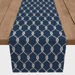 Navy Blue Nautical Knots Poly Twill Table Runner