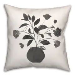 Monochromatic Floral II 18" x 18" Throw Pillow