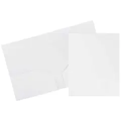 JAM Paper Heavy Duty Plastic 2-Pocket Folders, 6ct. White