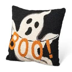 Glitzhome&reg; 14" Hooked Halloween Ghost "BOO" Pillow