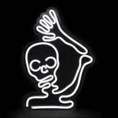 15" White LED Neon Style Skeleton Halloween Window Silhouette