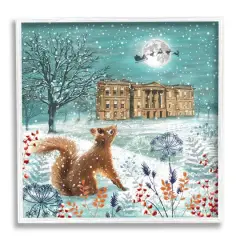 Stupell Industries Squirrel Watching Santa Claus Framed Giclee Art White