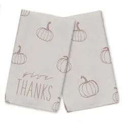 Give Thanks Orange Pumpkin Tea Towel Set