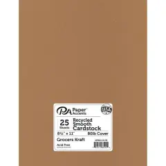PA Paper&trade; Accents 8.5" x 11" Recycled Smooth Cardstock, 25 Sheets Grocers Kraft