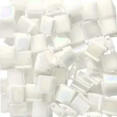 Miyuki&reg; Tila&reg; 5mm 2-Hole Square Glass Seed Beads White Pearl