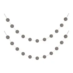 Glitzhome&reg; 6ft. Black & White Plaid Fabric Garland, 2ct.