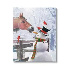 Stupell Industries Horse Eating Snowman Carrot Scene Canvas Wall Art