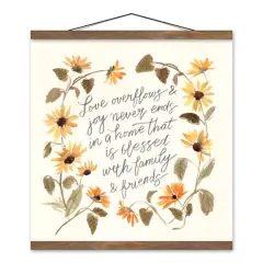 Love Overflows and Joy Never Ends Teak Hanging Canvas