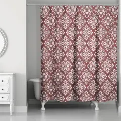 Leafy Medallions Shower Curtain Maroon