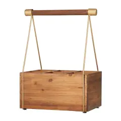 Light Brown Metal Modern Farmhouse Standing Wine Rack 16" x 12" x 8"