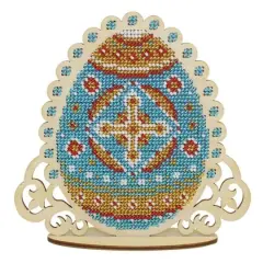 Mp Studia Blue Easter Egg Cross Stitch on Wood Kit