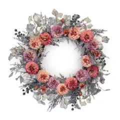 24" Mixed Zinnia Floral Wreath