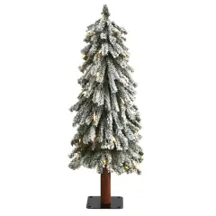 3ft. Pre-Lit Flocked Grand Alpine Artificial Christmas Tree, Clear LED Lights