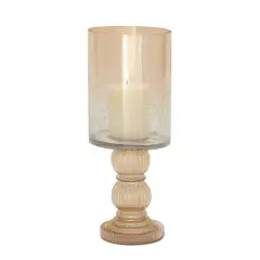 16" Gold Glass Traditional Candle Holder