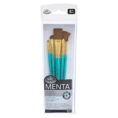 Royal & Langnickel&reg; Menta&trade; Angular & Fan Synthetic Acrylic 5 Piece Brush Set