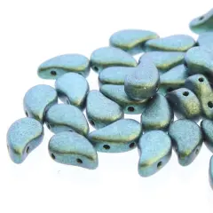 The Beadsmith&reg; Paisley Duo 2-Hole Czech Glass Teardrop Beads, 8mm Polychrome Mint Chocolate