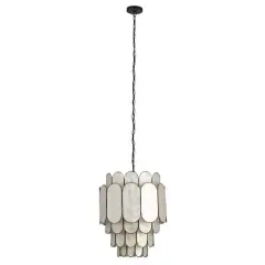 Hello Honey&reg; Black Finish Laminated Capiz Tiered Chandelier