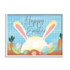 Stupell Industries Happy Easter Spring Carrot Garden Framed Giclee Art White