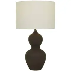 CosmoLiving by Cosmopolitan Black Ceramic Gourd Style Base Table Lamp with Drum Shade 15" x 15" x 26"