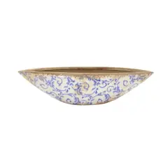 4" Tuscan Ceramic Blue Scroll Decorative Bowl