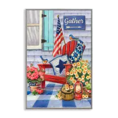 Stupell Industries Patriotic Porch View Framed Giclee Art Gray