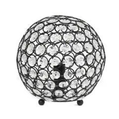 Lalia Home 8" Medium Metal Crystal Round Orb Table Lamp Restoration Bronze