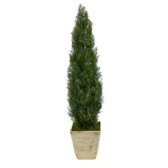 4.5ft. Cedar Artificial Tree in Country White Planter (Indoor/Outdoor)