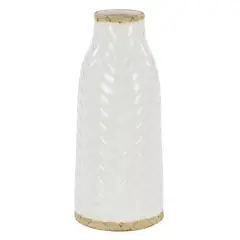White Porcelain Coastal Style Vase, 7" x 16"