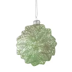 4" Glittered Green Poinsettia Flower Glass Christmas Ornament