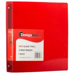 JAM Paper Glass Twill Plastic 3-Ring Binder Red