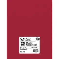 PA Paper&trade; Accents Muslin 8.5" x 11" 74lb. Cardstock, 25 Sheets Red Devil
